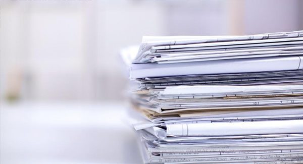 Picture of a stack of papers.