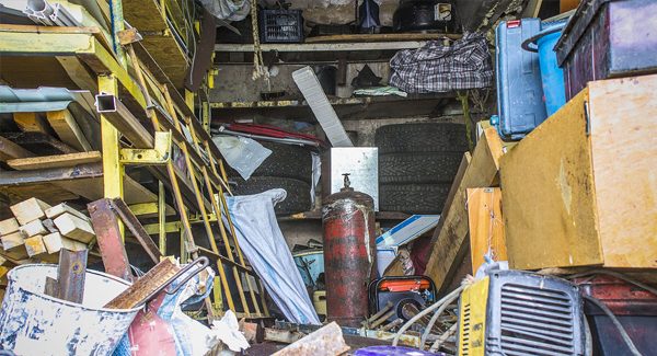 Picture of a cluttered storage unit.