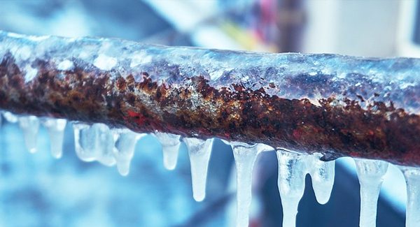 Picture of frozen pipes.