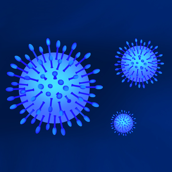 Blue virus representing Covid-19.