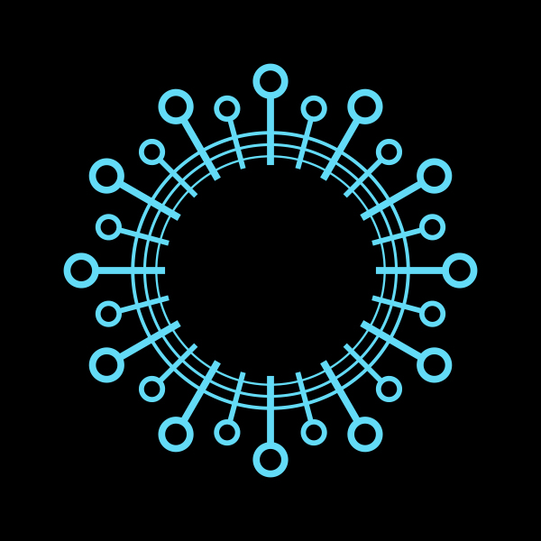 Virus drawing representing Covid-19.
