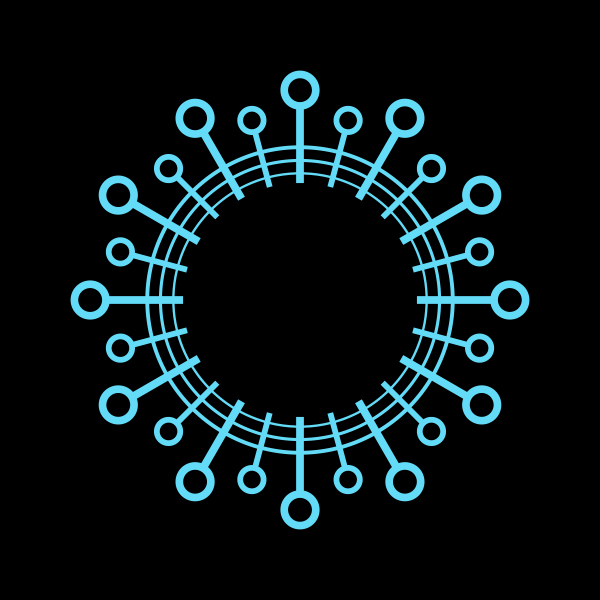 Virus drawing representing Covid-19.