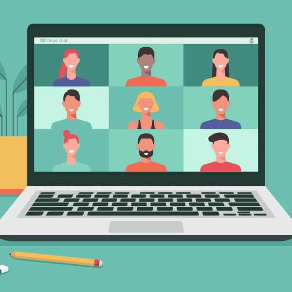 People in virtual meeting.