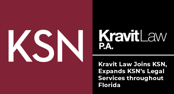 KSN logo next to Kravit law logo announcing law firm merger