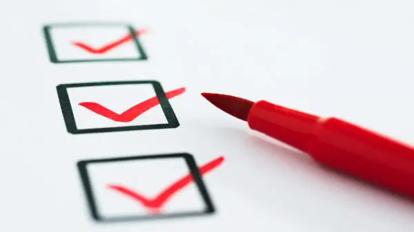 Checklist representing legal issue.