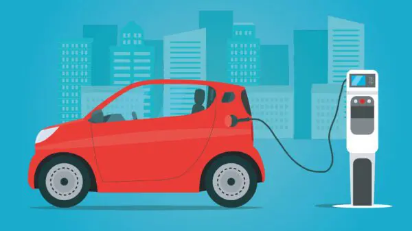 Drawing of electric car charging