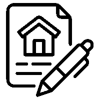 A simple black and white line drawing of a cat sitting upright, viewed from the side, with its tail curled around its body.