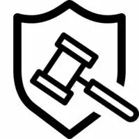 A black and white icon of a shield with two crossed pencils in the center, symbolizing protection or security in creative or educational contexts.