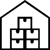 Black and white icon of a filing cabinet with four drawers, two on the top row and two on the bottom row.