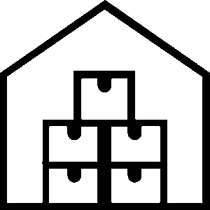 Black and white icon of a filing cabinet with four drawers, two on the top row and two on the bottom row.