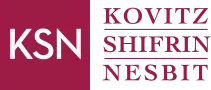 KSN logo with white letters "KSN" on a maroon background and "Kovitz Shifrin Nesbit" stacked vertically in maroon on a black background.