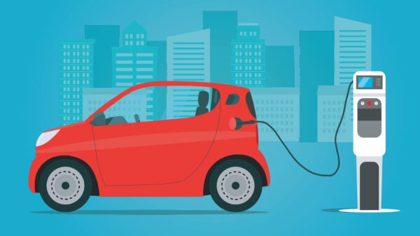 Drawing of electric car charging