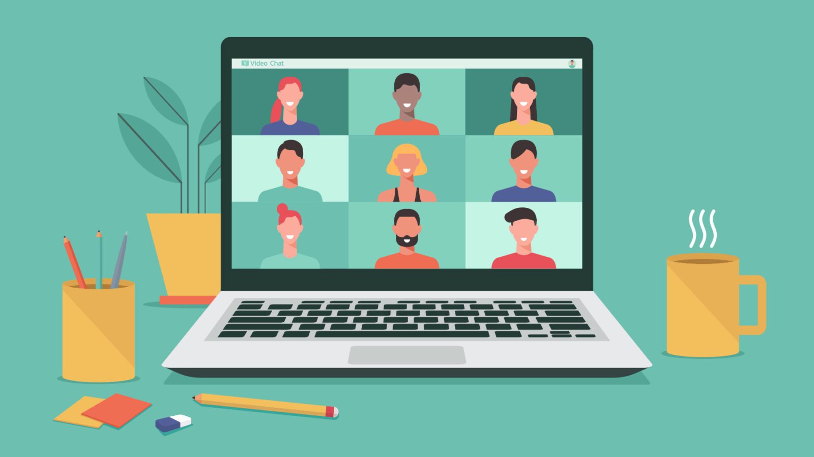 People in virtual meeting.