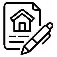 A simple black and white line drawing of a cat sitting upright, viewed from the side, with its tail curled around its body.