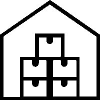 Black and white icon of a filing cabinet with four drawers, two on the top row and two on the bottom row.